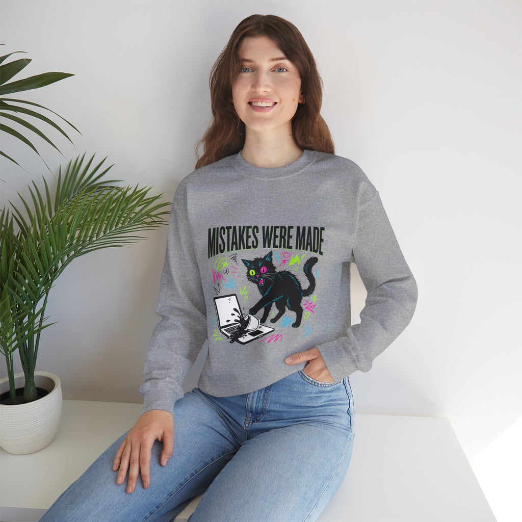 Mistakes Were Made Cat Crewneck Sweatshirt | feral, chaotic humor