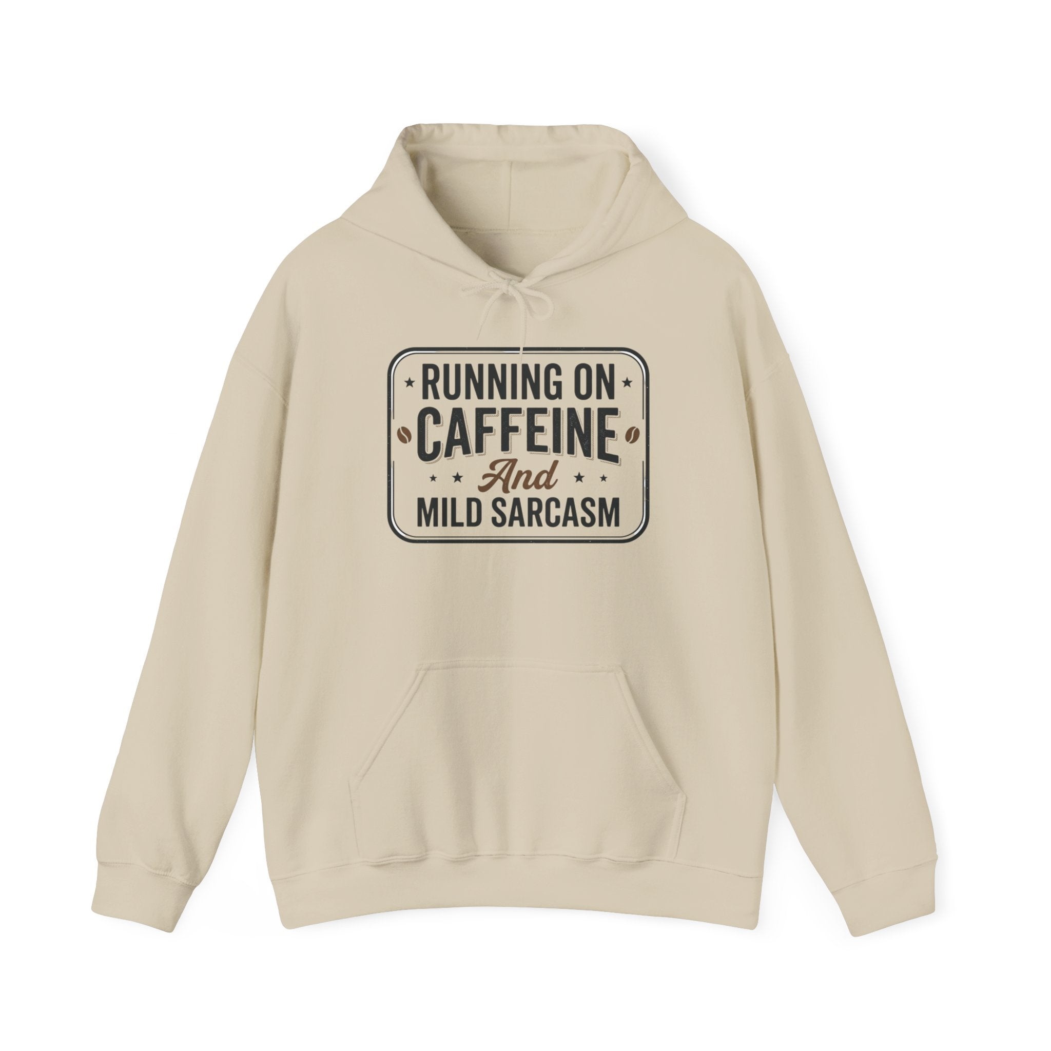 Running on Caffeine and Mild Sarcasm Hoodie | Funny Coffee Lover Sweatshirt | Sarcastic Hoodie Gift | Cozy Unisex Pullover| Multiple Colors Available