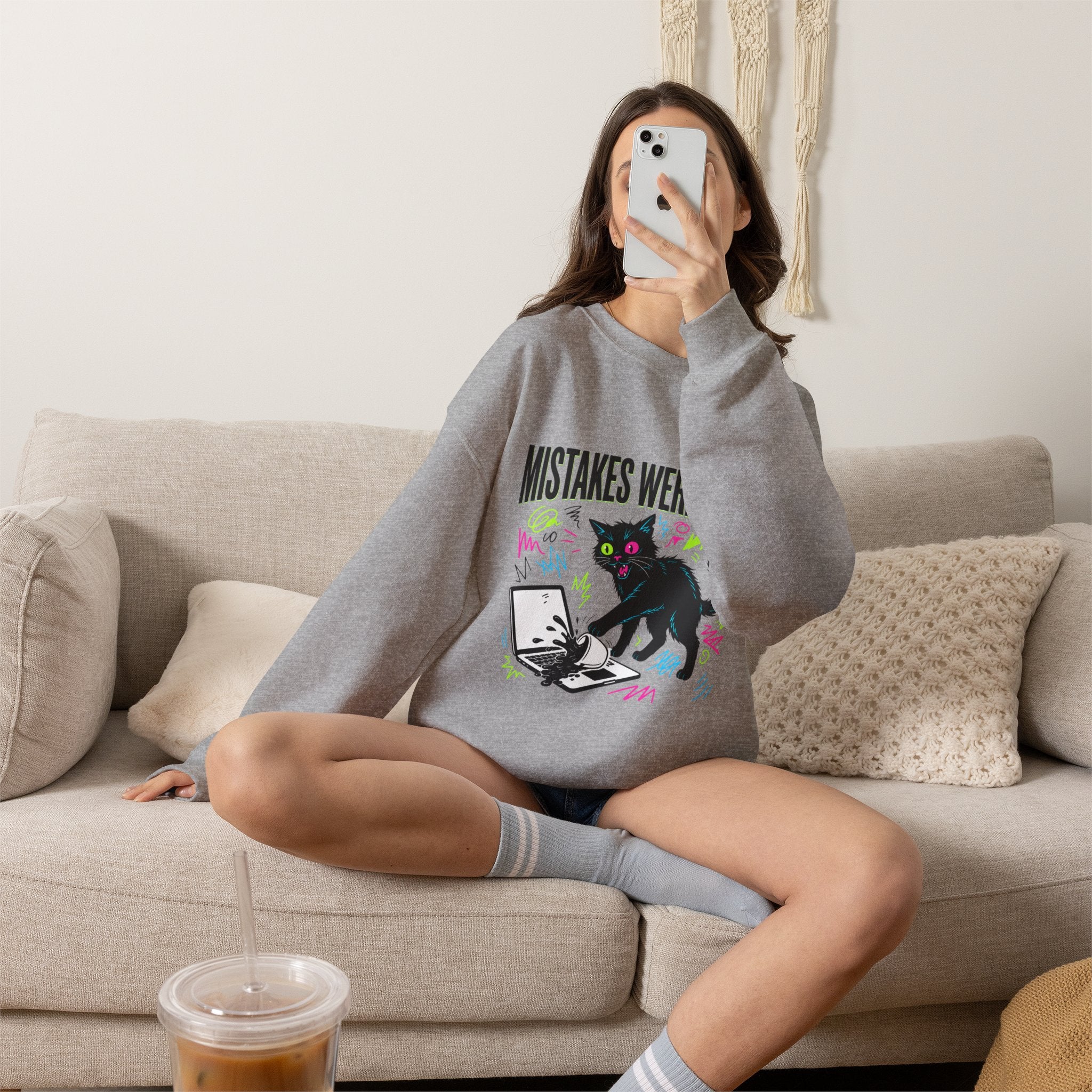 Mistakes Were Made Cat Crewneck Sweatshirt | feral, chaotic humor