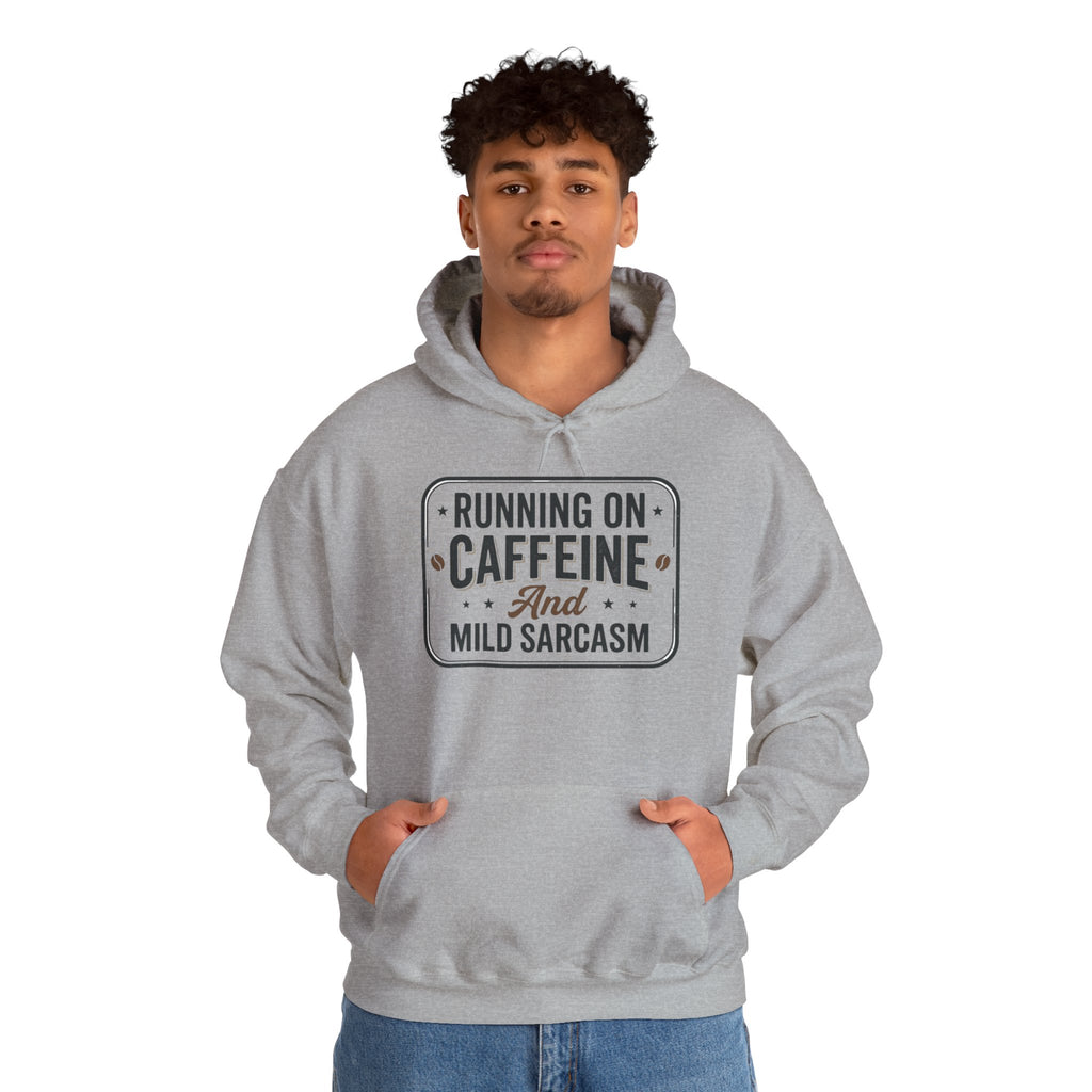 Running on Caffeine and Mild Sarcasm Hoodie | Funny Coffee Lover Sweatshirt | Sarcastic Hoodie Gift | Cozy Unisex Pullover| Multiple Colors Available