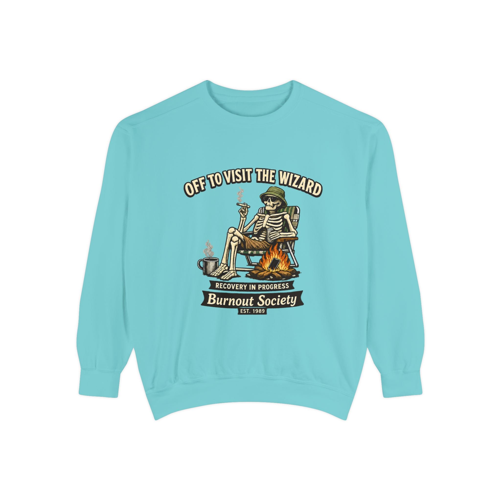 Off to Visit the Wizard Sweatshirt | Burnout Society Crewneck | Funny Skeleton Sweatshirt