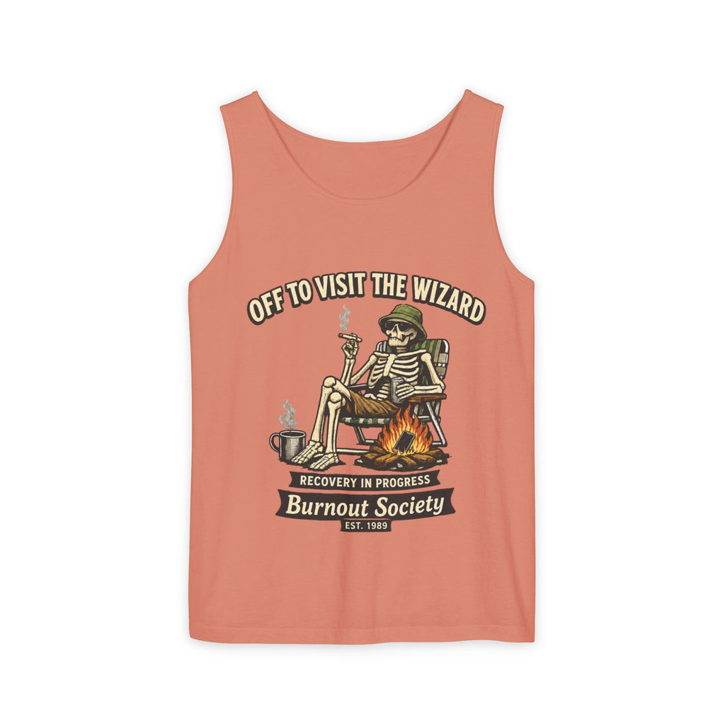 Recovery Tank Top — "Off to Visit the Wizard" Burnout Society Graphic