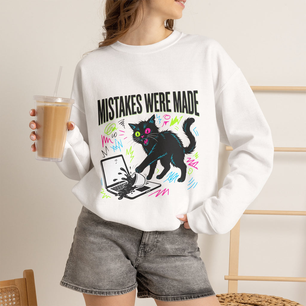 Mistakes Were Made Cat Crewneck Sweatshirt | feral, chaotic humor