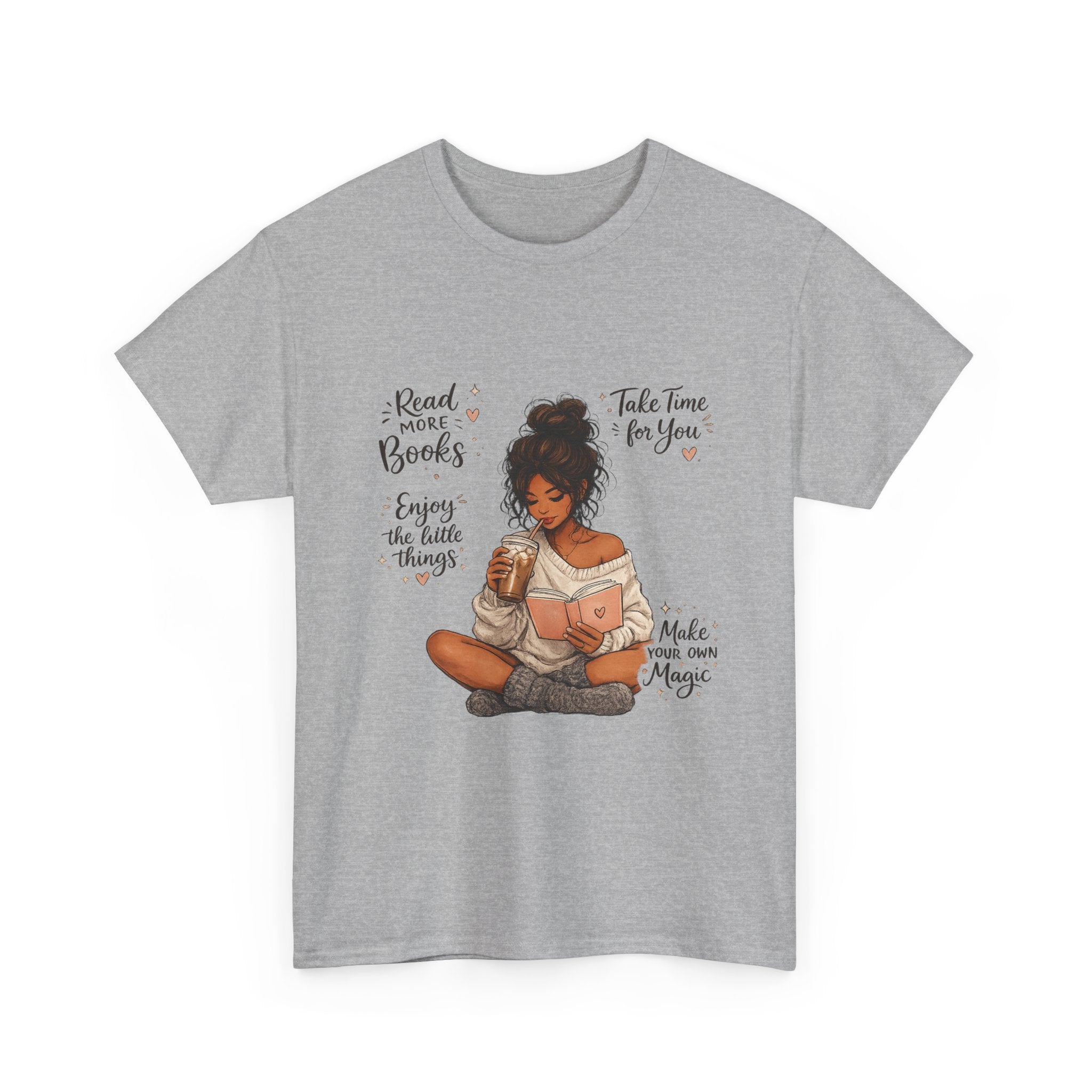 Cozy Reader Shirt | Book Lover Graphic Tee | Hand Drawn Coffee & Books Aesthetic T-Shirt