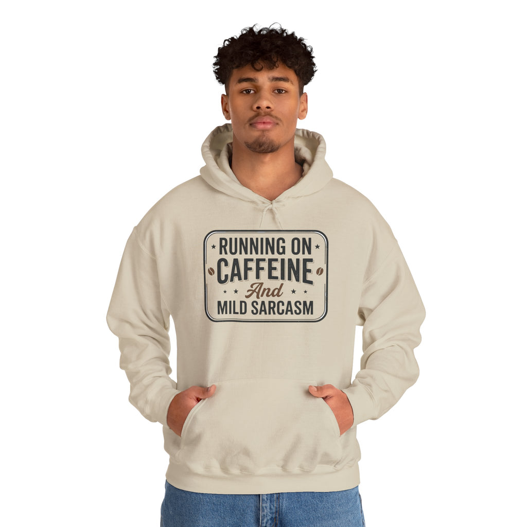 Running on Caffeine and Mild Sarcasm Hoodie | Funny Coffee Lover Sweatshirt | Sarcastic Hoodie Gift | Cozy Unisex Pullover| Multiple Colors Available