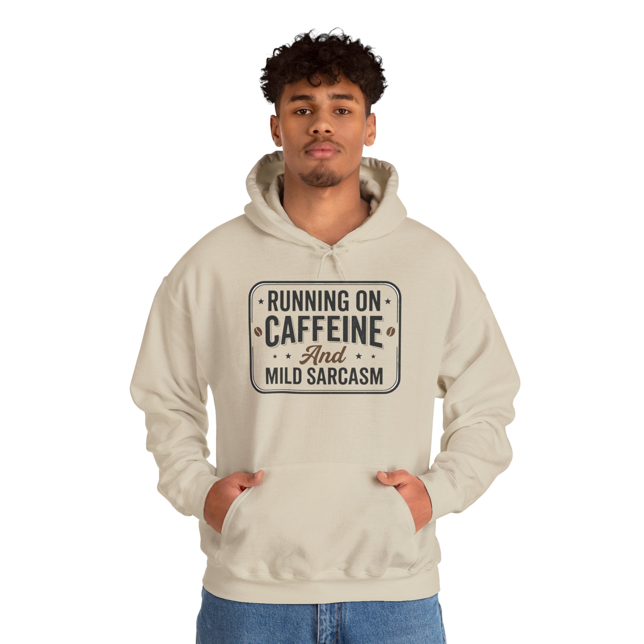 Running on Caffeine and Mild Sarcasm Hoodie | Funny Coffee Lover Sweatshirt | Sarcastic Hoodie Gift | Cozy Unisex Pullover| Multiple Colors Available