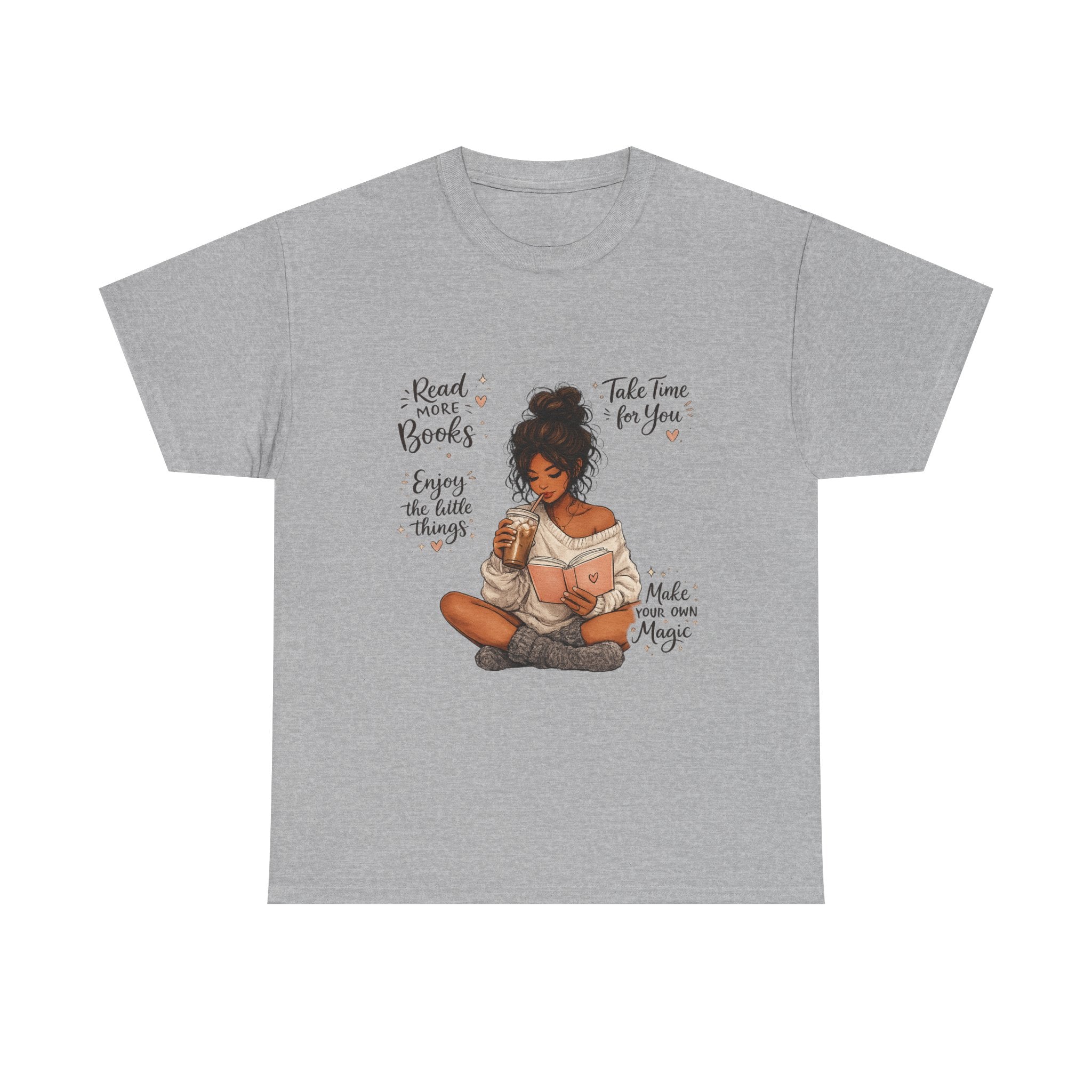 Cozy Reader Shirt | Book Lover Graphic Tee | Hand Drawn Coffee & Books Aesthetic T-Shirt