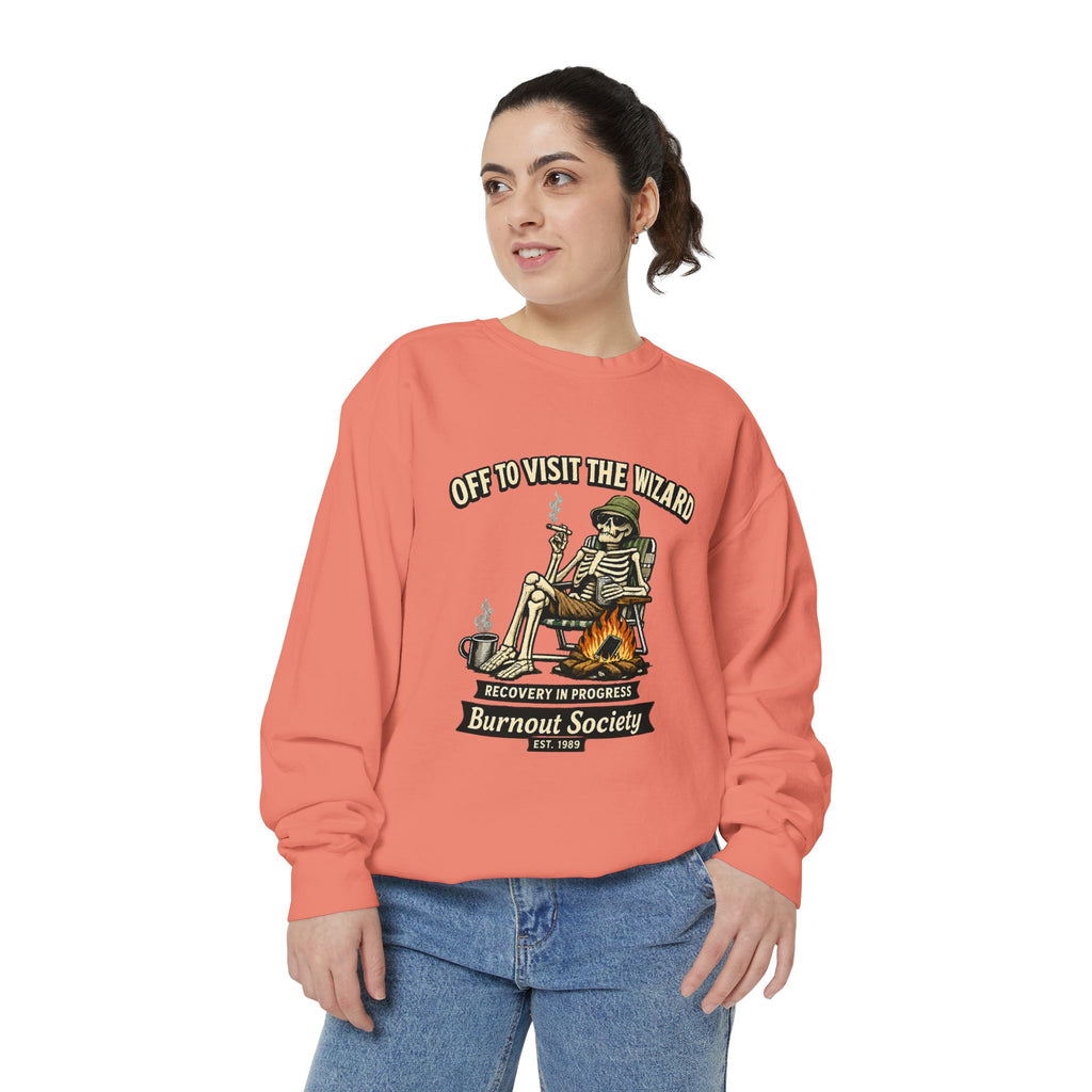 Off to Visit the Wizard Sweatshirt | Burnout Society Crewneck | Funny Skeleton Sweatshirt