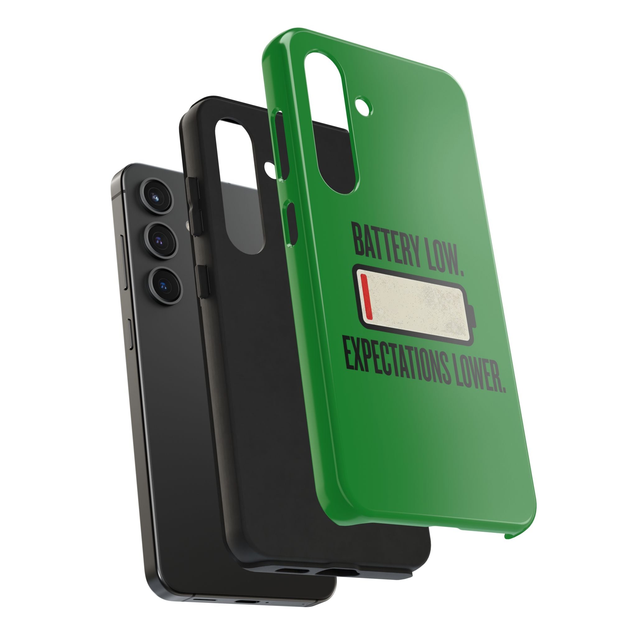 Tough Phone Case — "Battery Low. Expectations Lower." Graphic Protective Cover