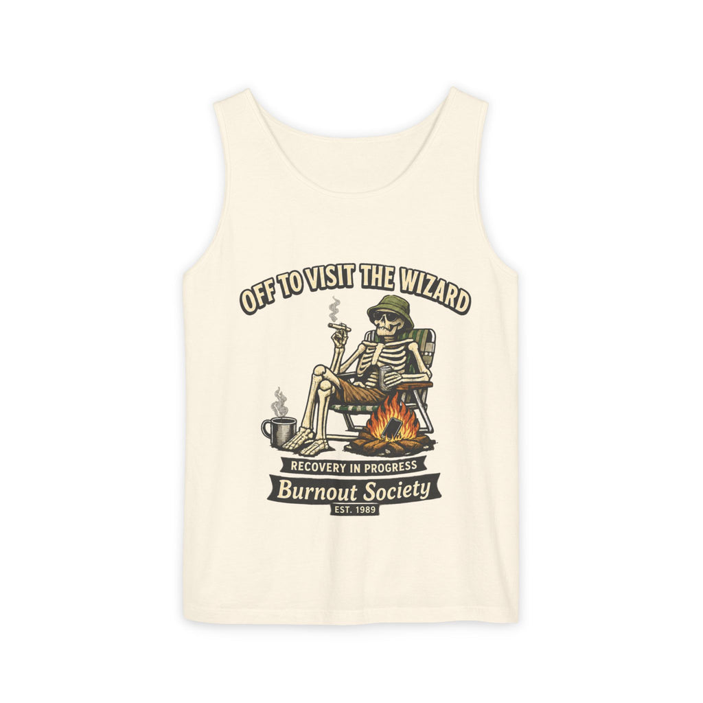 Recovery Tank Top — "Off to Visit the Wizard" Burnout Society Graphic
