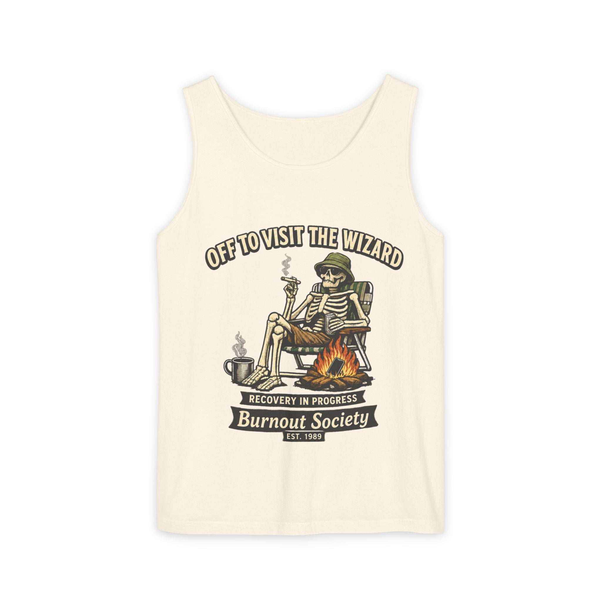 Recovery Tank Top — "Off to Visit the Wizard" Burnout Society Graphic