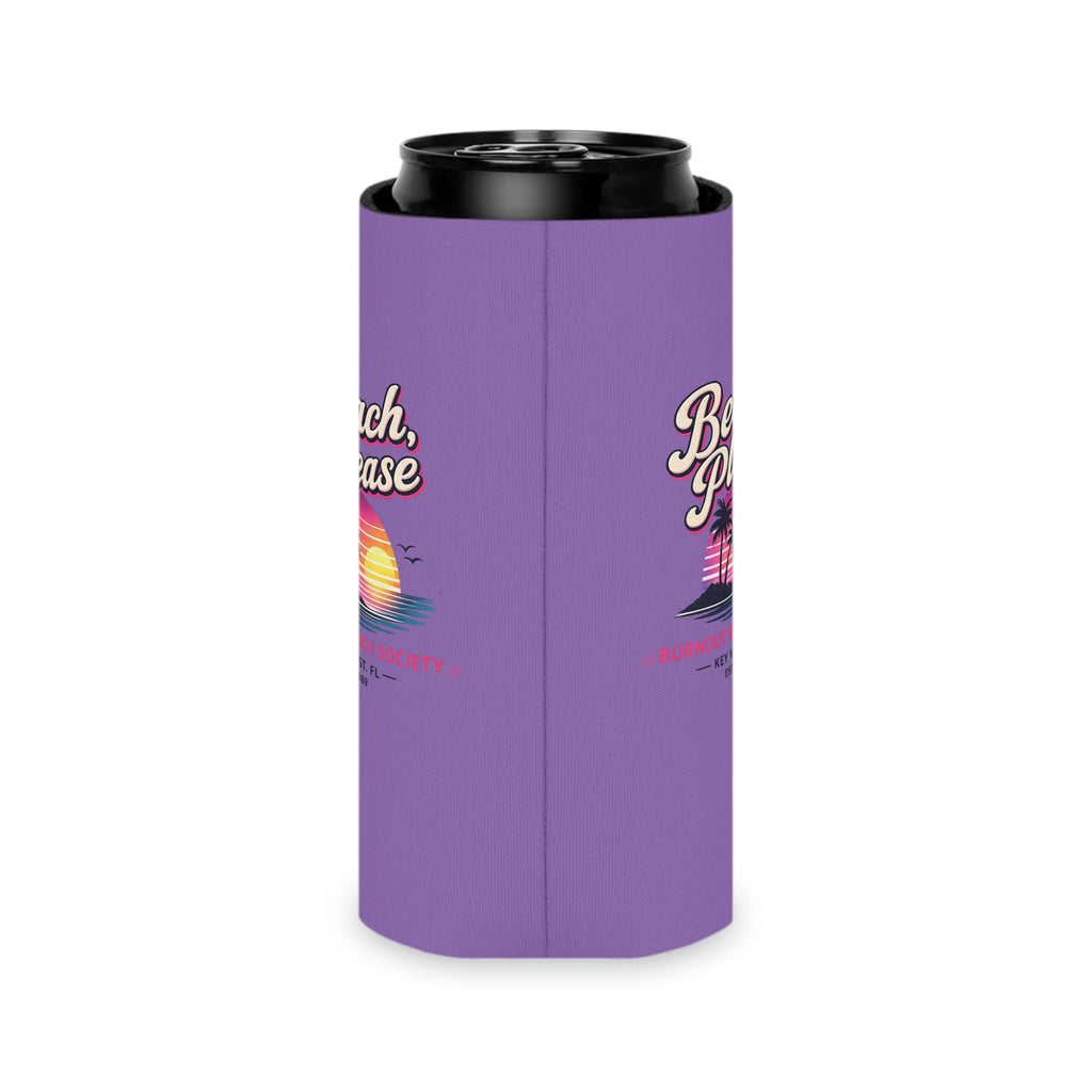 Beach Please Can Cooler | Retro Beach Koozie | Regular & Slim 12 oz Can Cooler | Funny Beach Gift | Pool Party Drink Sleeve