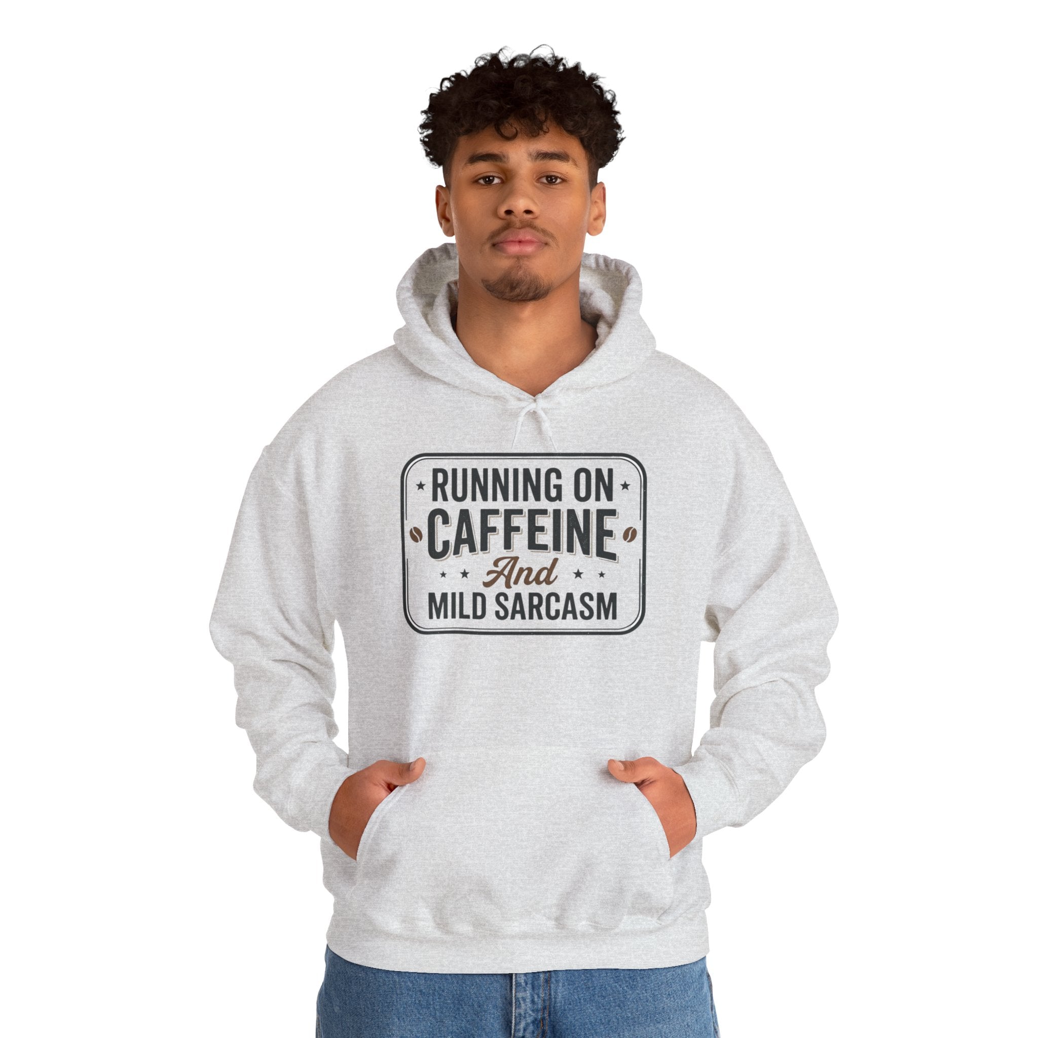 Running on Caffeine and Mild Sarcasm Hoodie | Funny Coffee Lover Sweatshirt | Sarcastic Hoodie Gift | Cozy Unisex Pullover| Multiple Colors Available