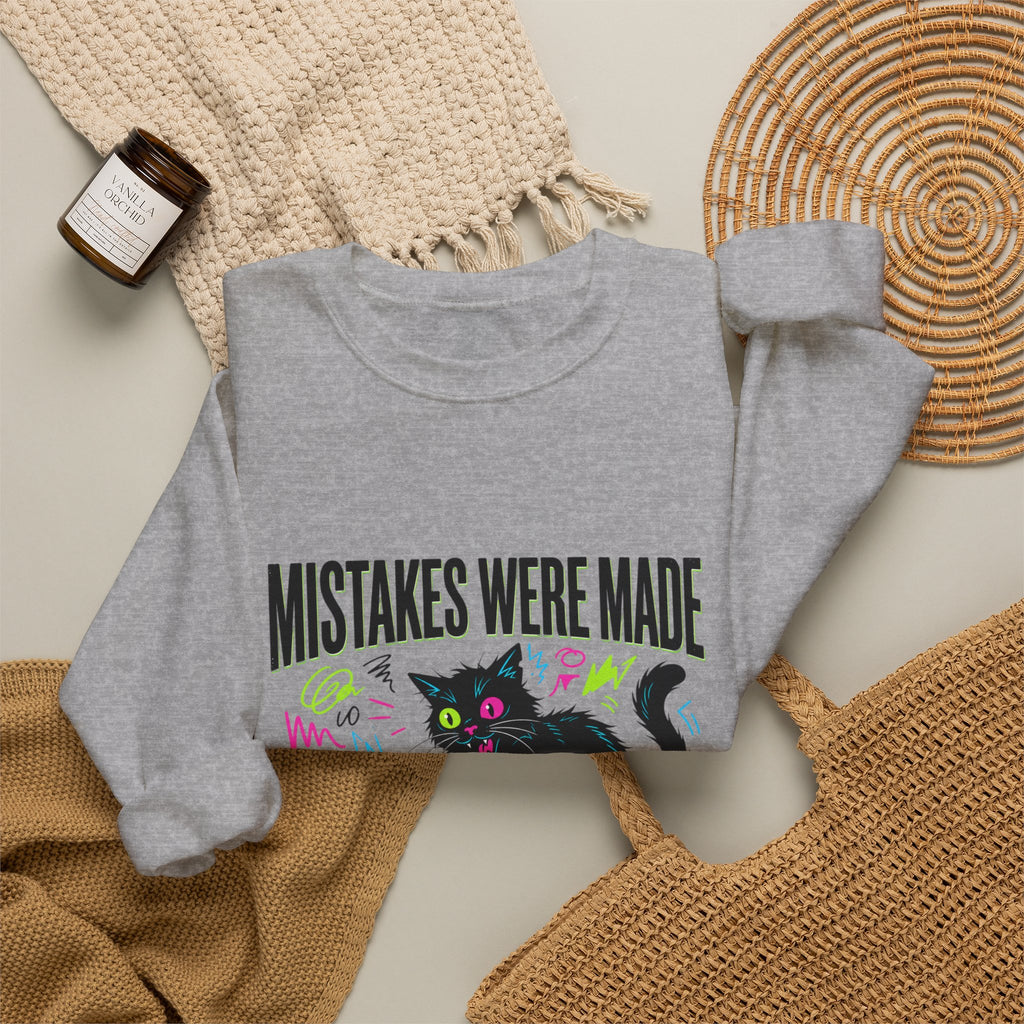 Mistakes Were Made Cat Crewneck Sweatshirt | feral, chaotic humor