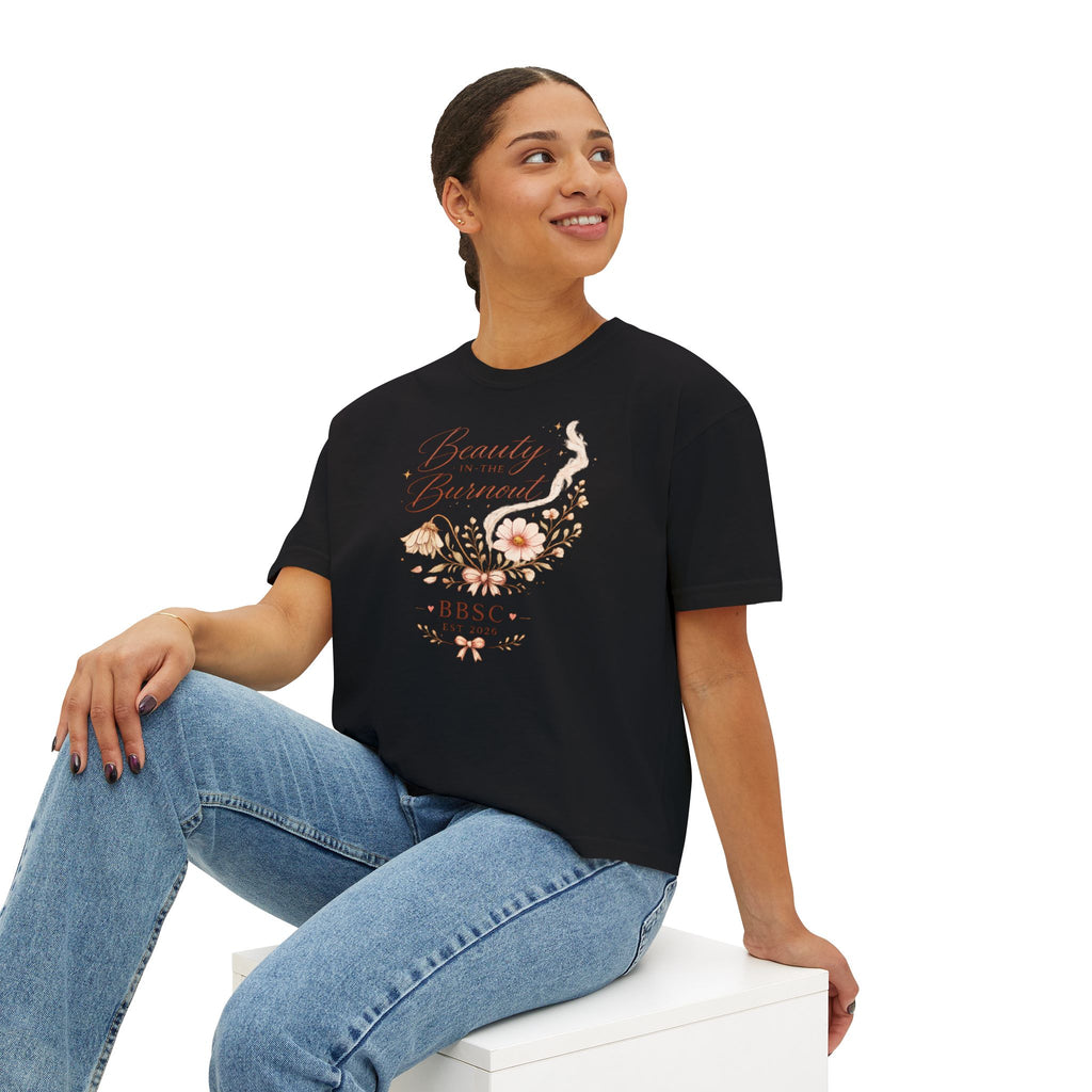 Beauty in the Burnout Women's Boxy Tee | Floral Graphic Shirt | BBSC Est. 2026