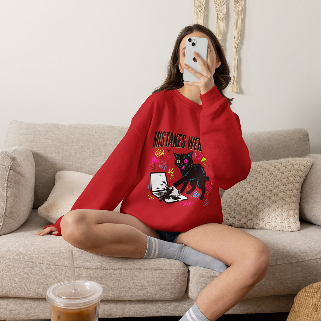 Mistakes Were Made Cat Crewneck Sweatshirt | feral, chaotic humor