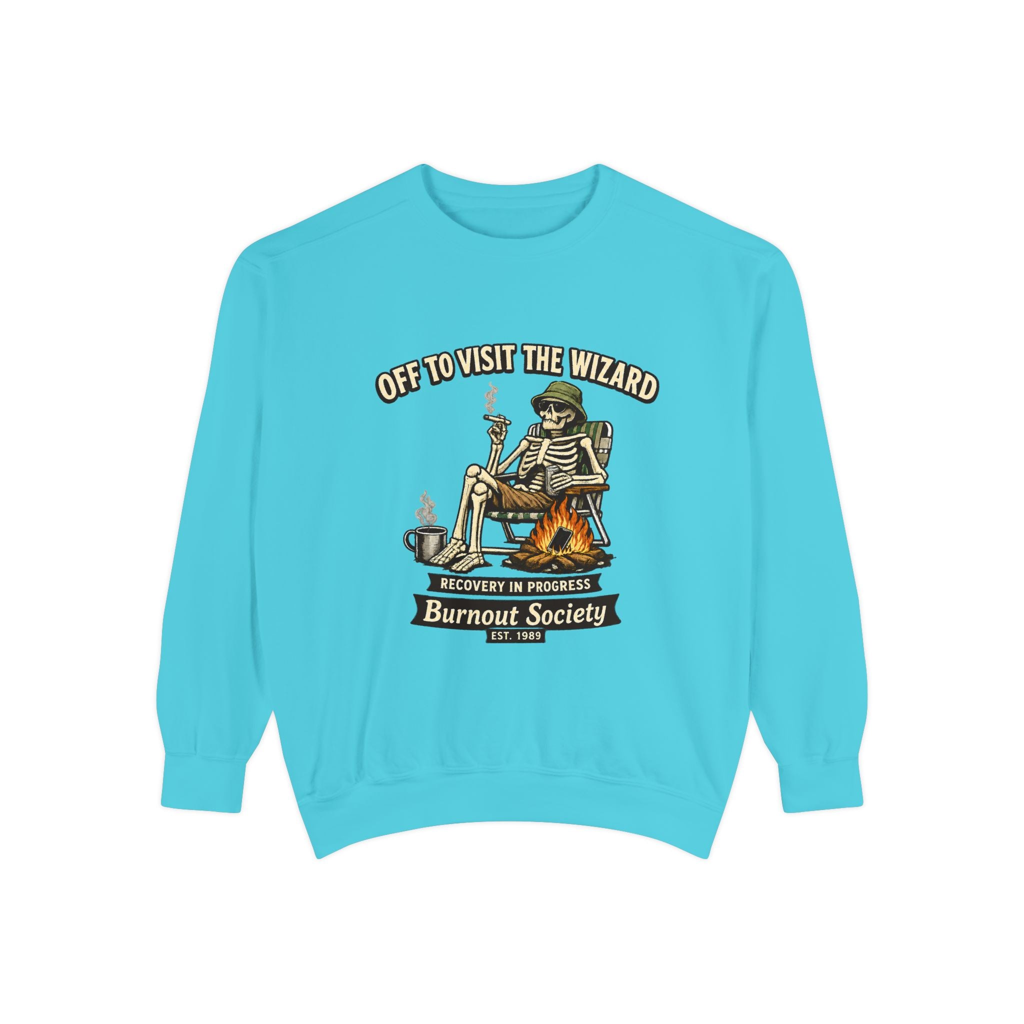 Off to Visit the Wizard Sweatshirt | Burnout Society Crewneck | Funny Skeleton Sweatshirt