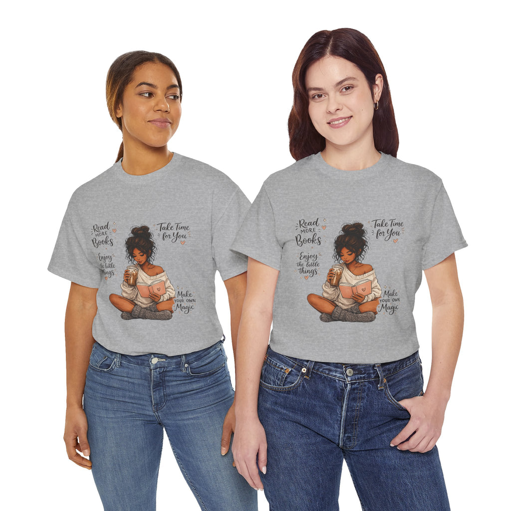 Cozy Reader Shirt | Book Lover Graphic Tee | Hand Drawn Coffee & Books Aesthetic T-Shirt