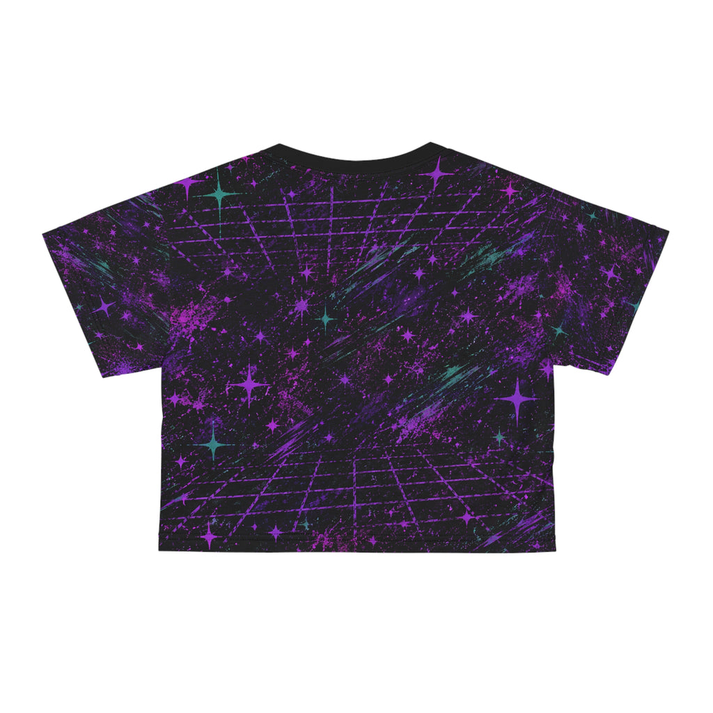 Retro Beach Crop Top | All Over Print Womens Crop Tee | Coastal Summer Shirt | Vacation Outfit | Cute Festival Crop Top