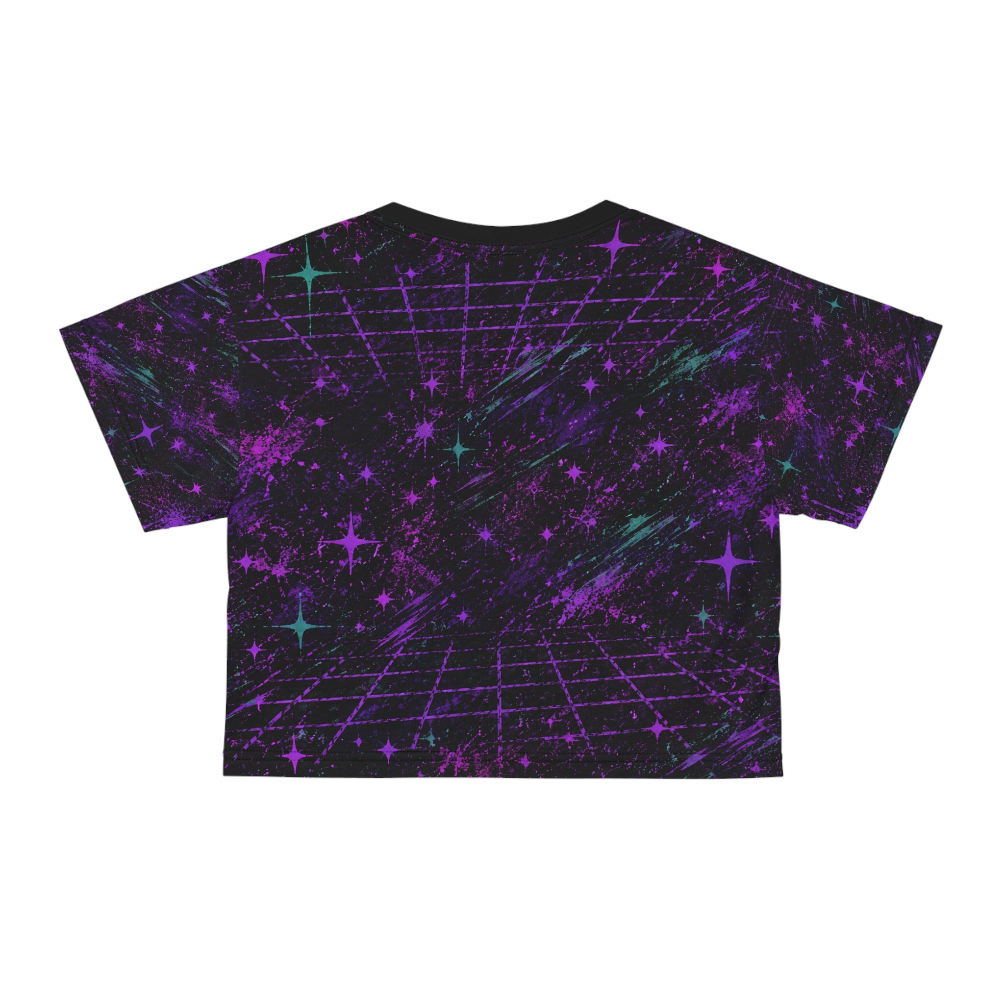 Retro Beach Crop Top | All Over Print Womens Crop Tee | Coastal Summer Shirt | Vacation Outfit | Cute Festival Crop Top
