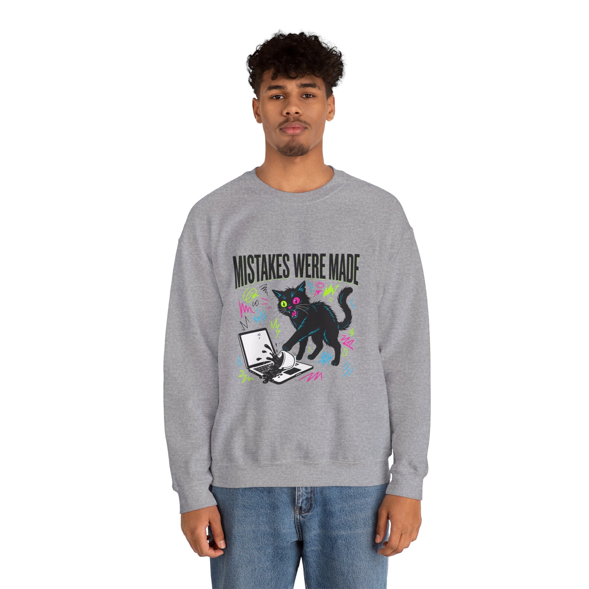 Mistakes Were Made Cat Crewneck Sweatshirt | feral, chaotic humor