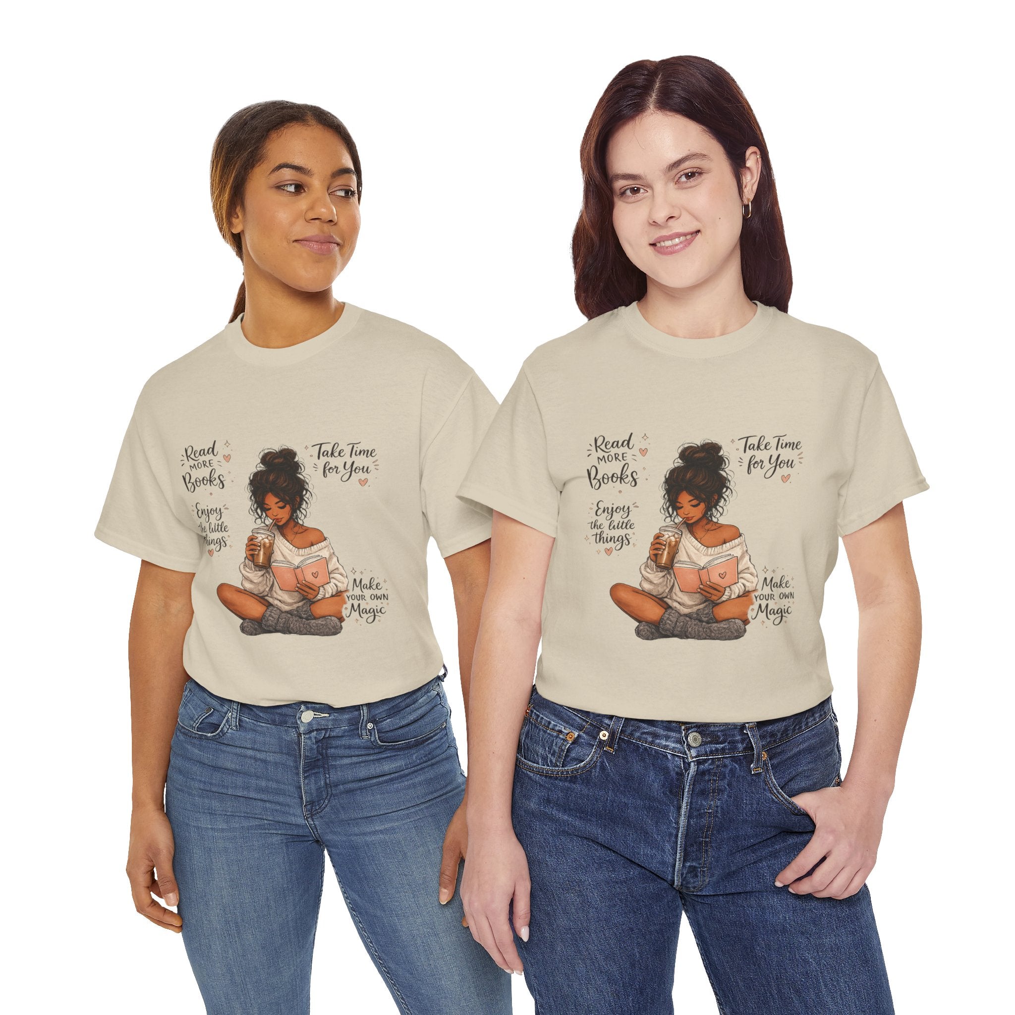 Cozy Reader Shirt | Book Lover Graphic Tee | Hand Drawn Coffee & Books Aesthetic T-Shirt