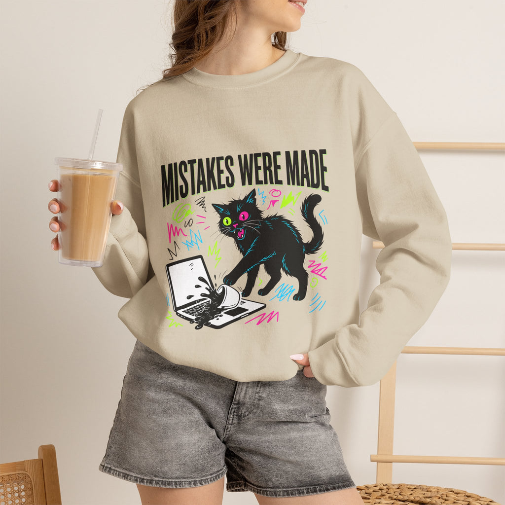 Mistakes Were Made Cat Crewneck Sweatshirt | feral, chaotic humor
