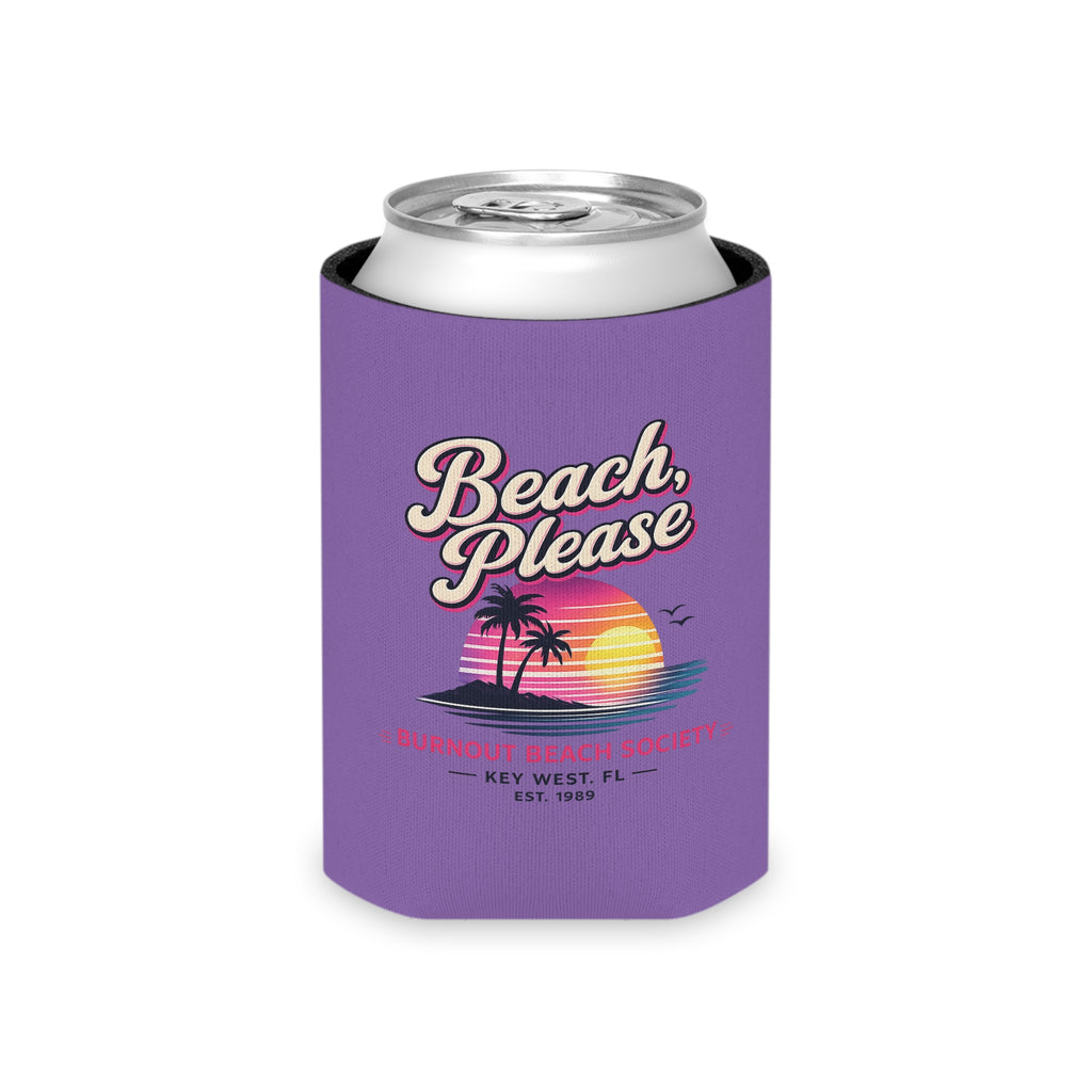 Beach Please Can Cooler | Retro Beach Koozie | Regular & Slim 12 oz Can Cooler | Funny Beach Gift | Pool Party Drink Sleeve
