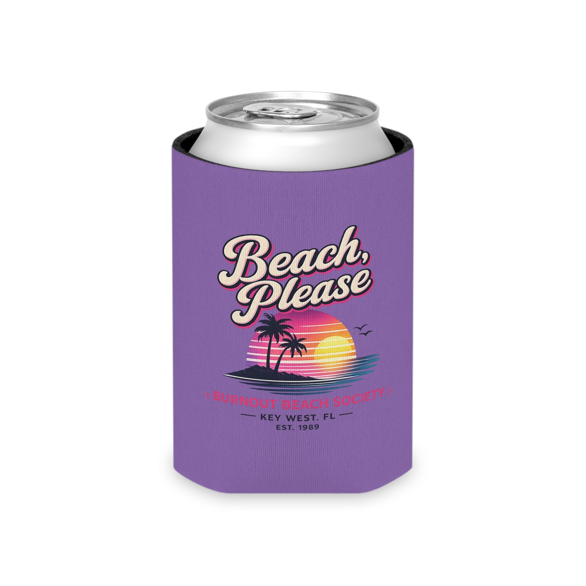 Beach Please Can Cooler | Retro Beach Koozie | Regular & Slim 12 oz Can Cooler | Funny Beach Gift | Pool Party Drink Sleeve