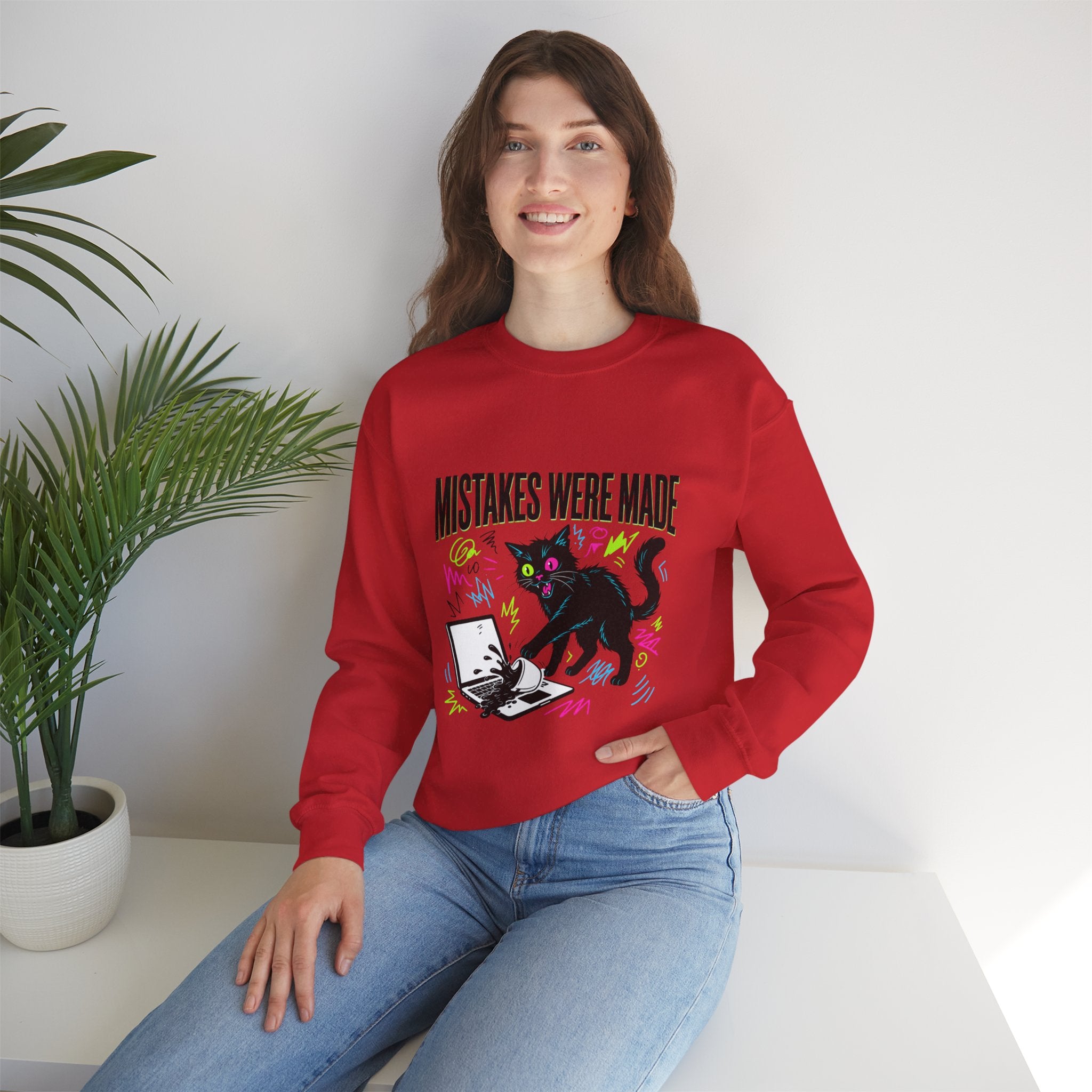 Mistakes Were Made Cat Crewneck Sweatshirt | feral, chaotic humor