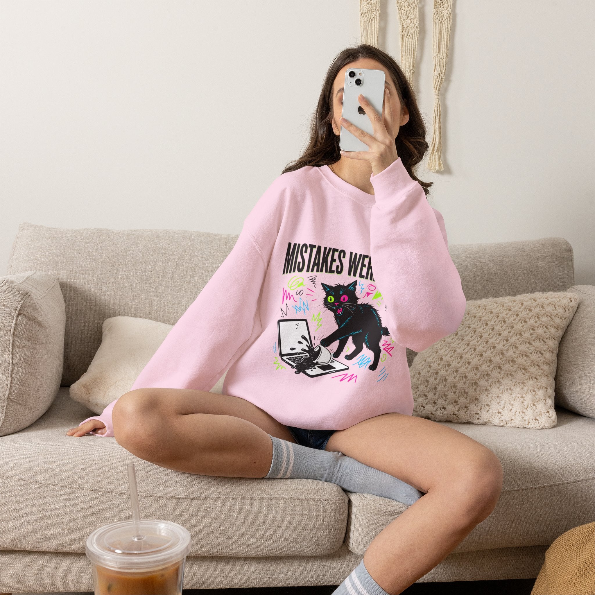 Mistakes Were Made Cat Crewneck Sweatshirt | feral, chaotic humor