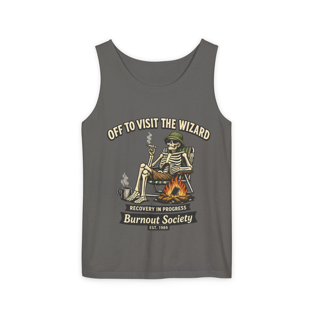 Recovery Tank Top — "Off to Visit the Wizard" Burnout Society Graphic