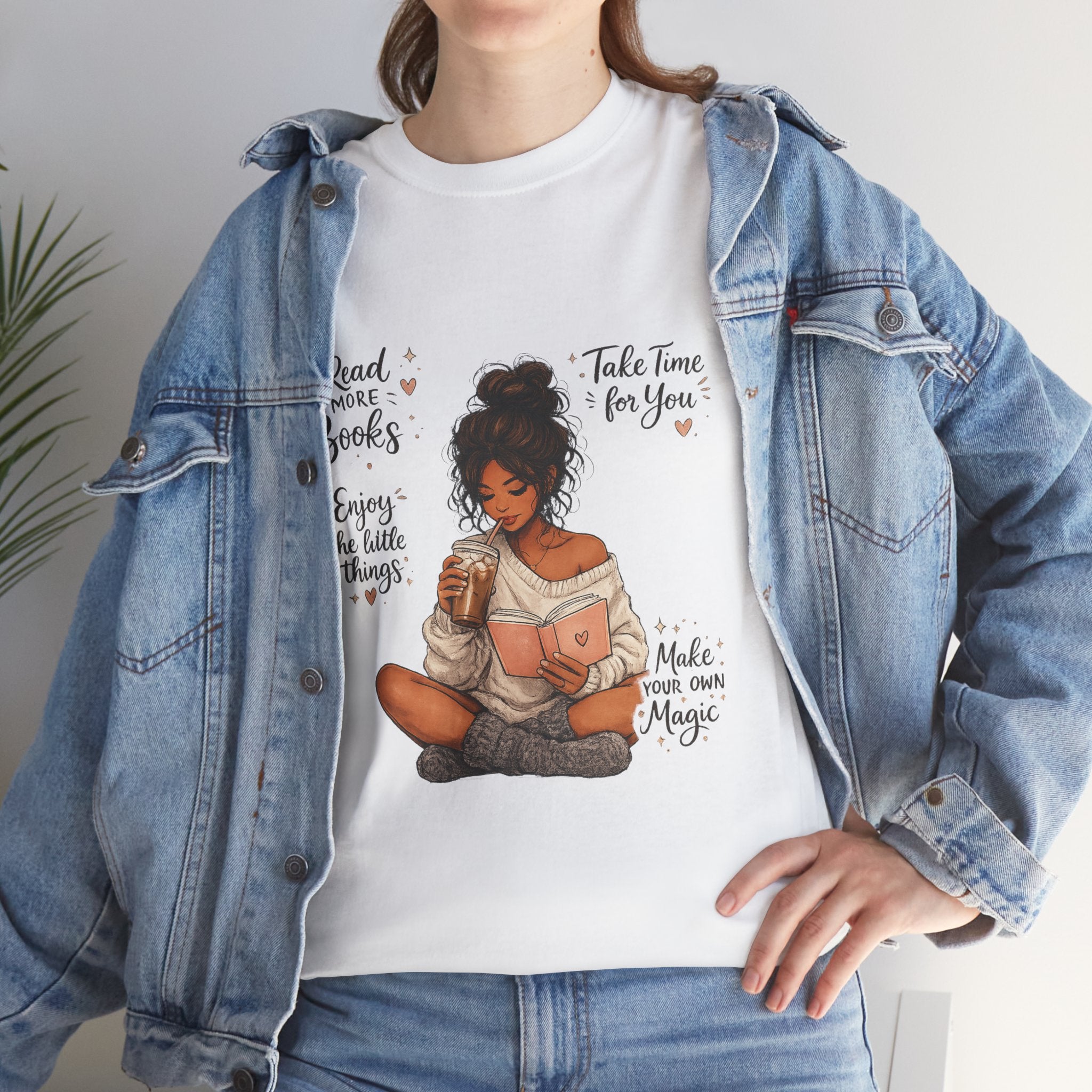 Cozy Reader Shirt | Book Lover Graphic Tee | Hand Drawn Coffee & Books Aesthetic T-Shirt