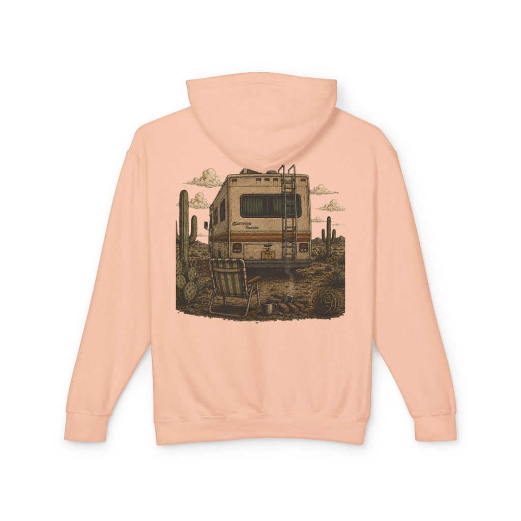 Off to Visit the Wizard skeleton camper Hoodie | Burnout Society RV desert scene