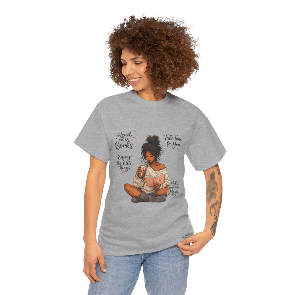 Cozy Reader Shirt | Book Lover Graphic Tee | Hand Drawn Coffee & Books Aesthetic T-Shirt