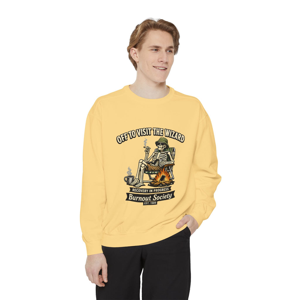 Off to Visit the Wizard Sweatshirt | Burnout Society Crewneck | Funny Skeleton Sweatshirt