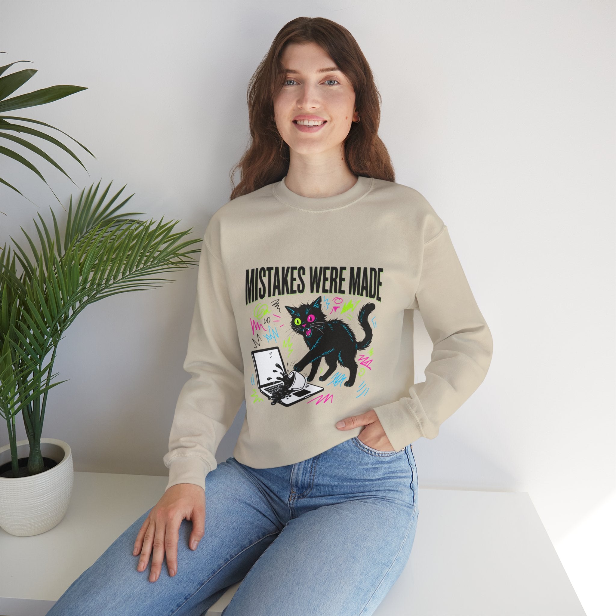Mistakes Were Made Cat Crewneck Sweatshirt | feral, chaotic humor