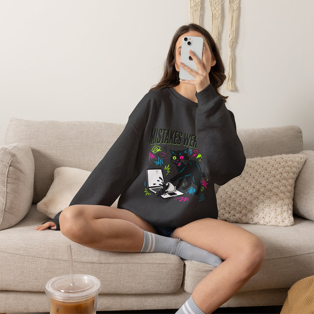 Mistakes Were Made Cat Crewneck Sweatshirt | feral, chaotic humor