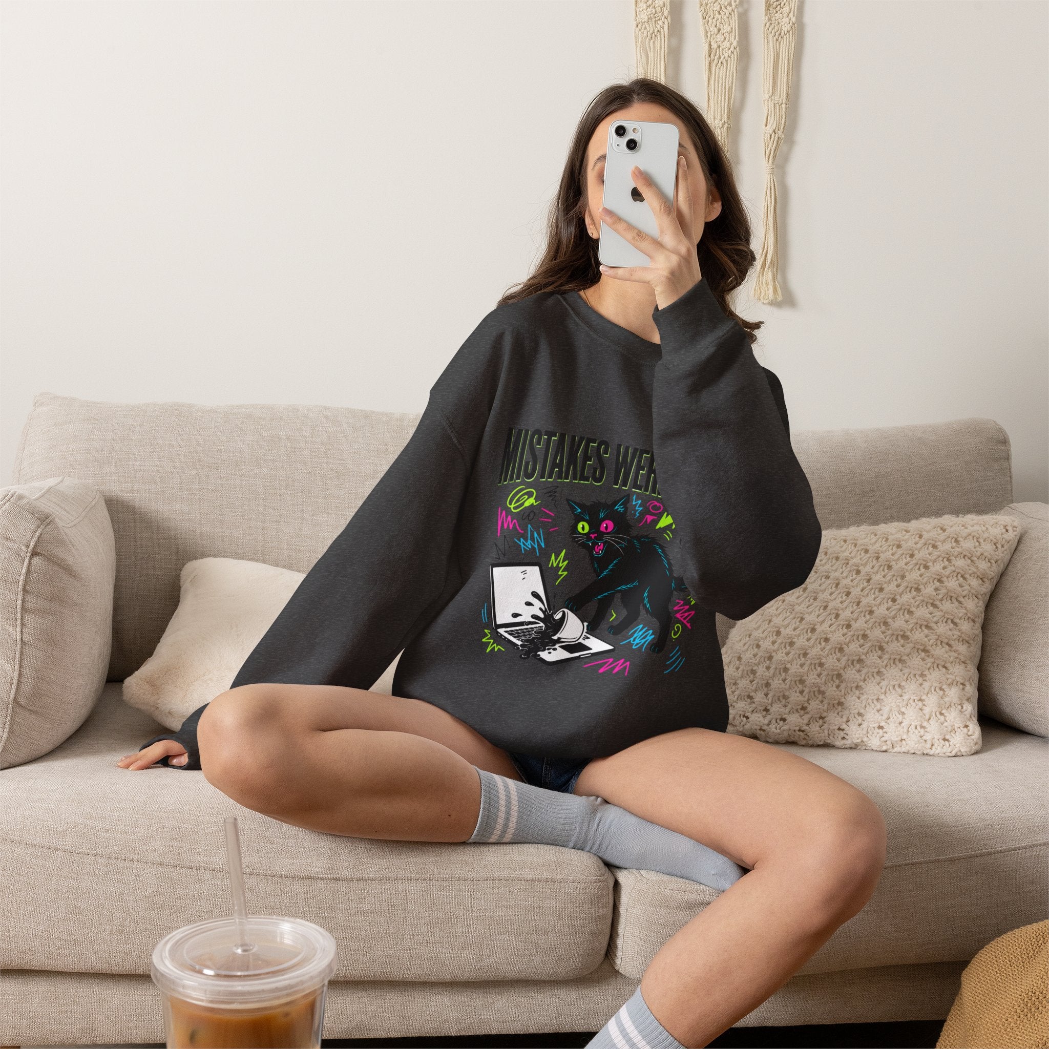 Mistakes Were Made Cat Crewneck Sweatshirt | feral, chaotic humor