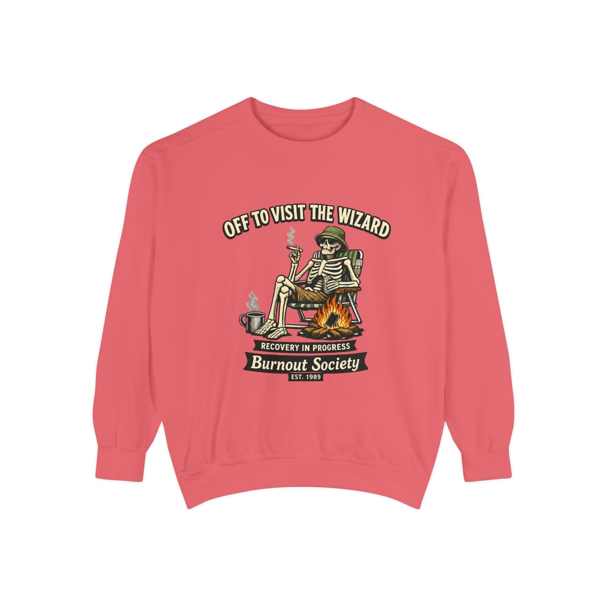 Off to Visit the Wizard Sweatshirt | Burnout Society Crewneck | Funny Skeleton Sweatshirt