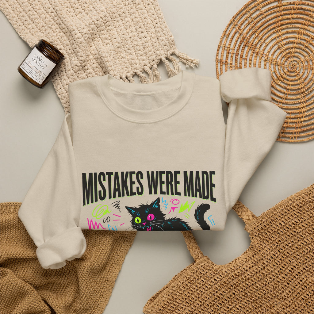 Mistakes Were Made Cat Crewneck Sweatshirt | feral, chaotic humor