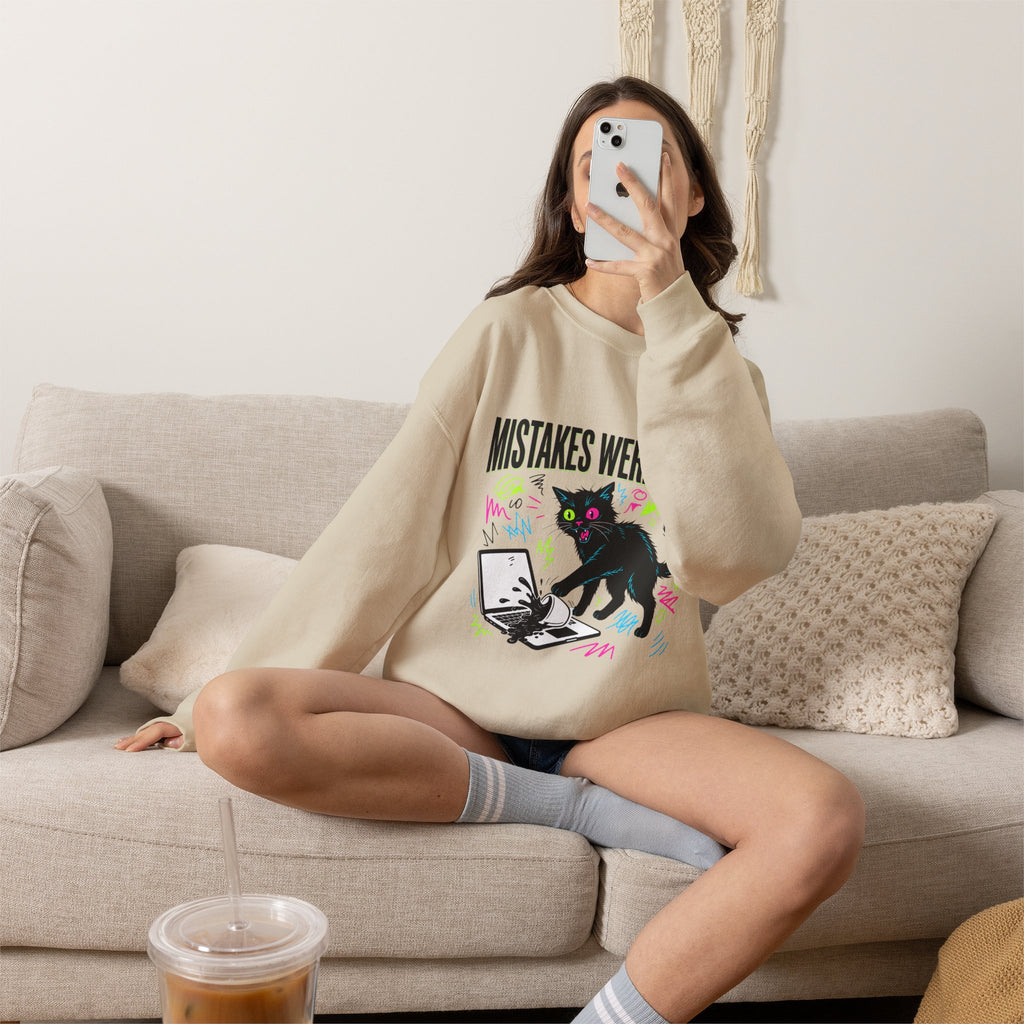 Mistakes Were Made Cat Crewneck Sweatshirt | feral, chaotic humor