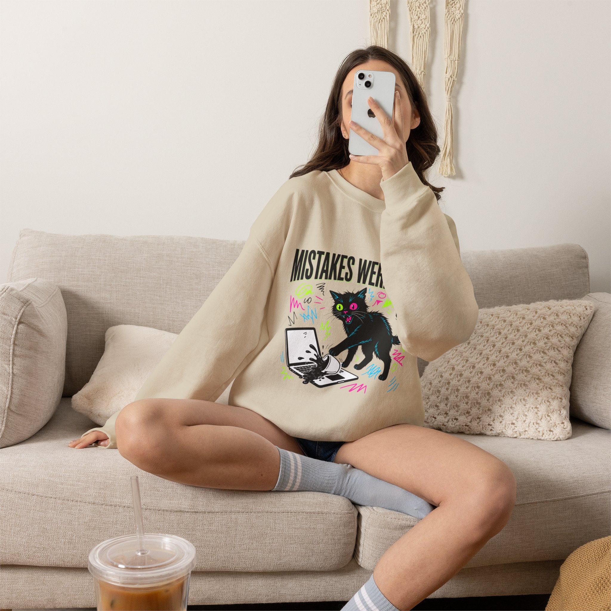 Mistakes Were Made Cat Crewneck Sweatshirt | feral, chaotic humor
