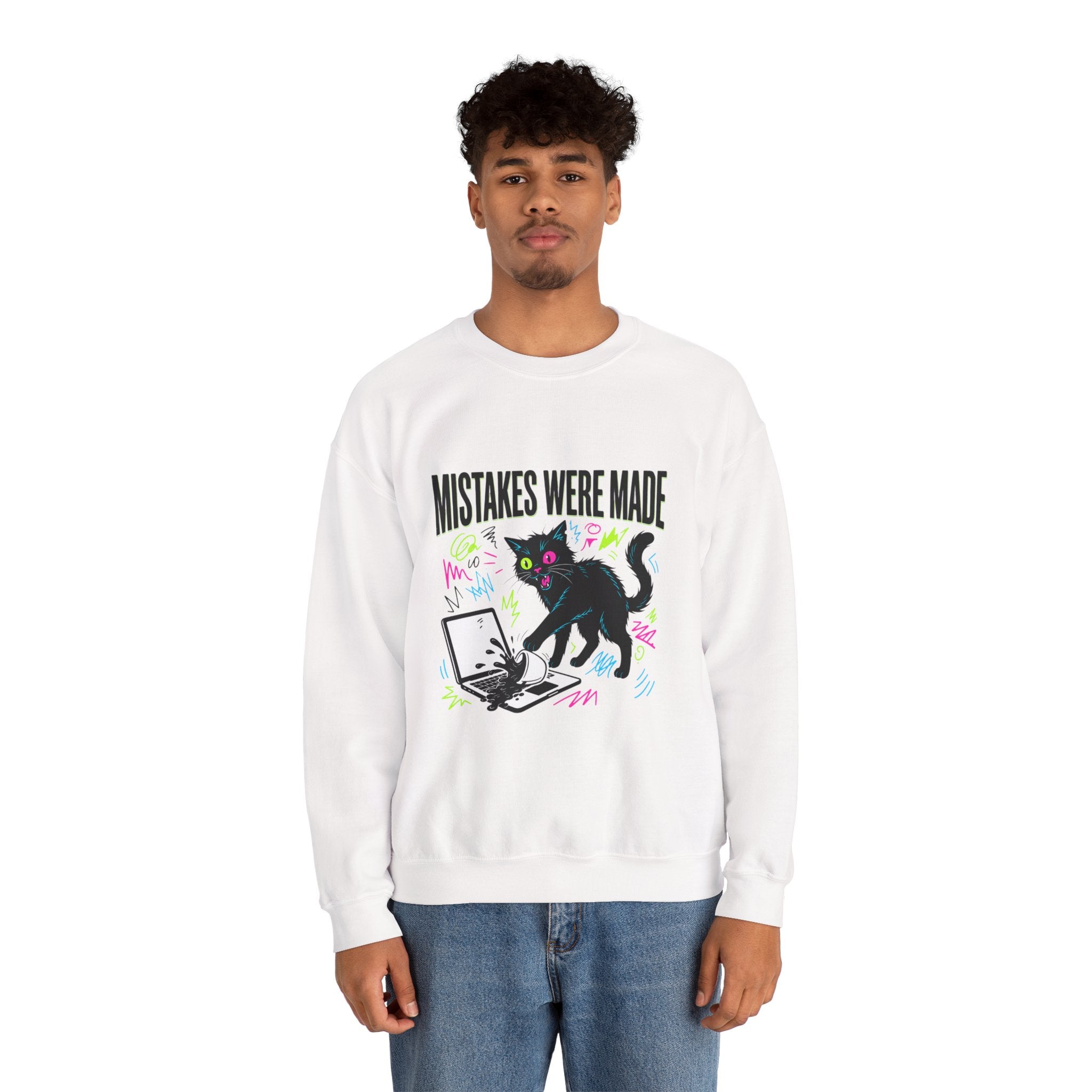 Mistakes Were Made Cat Crewneck Sweatshirt | feral, chaotic humor