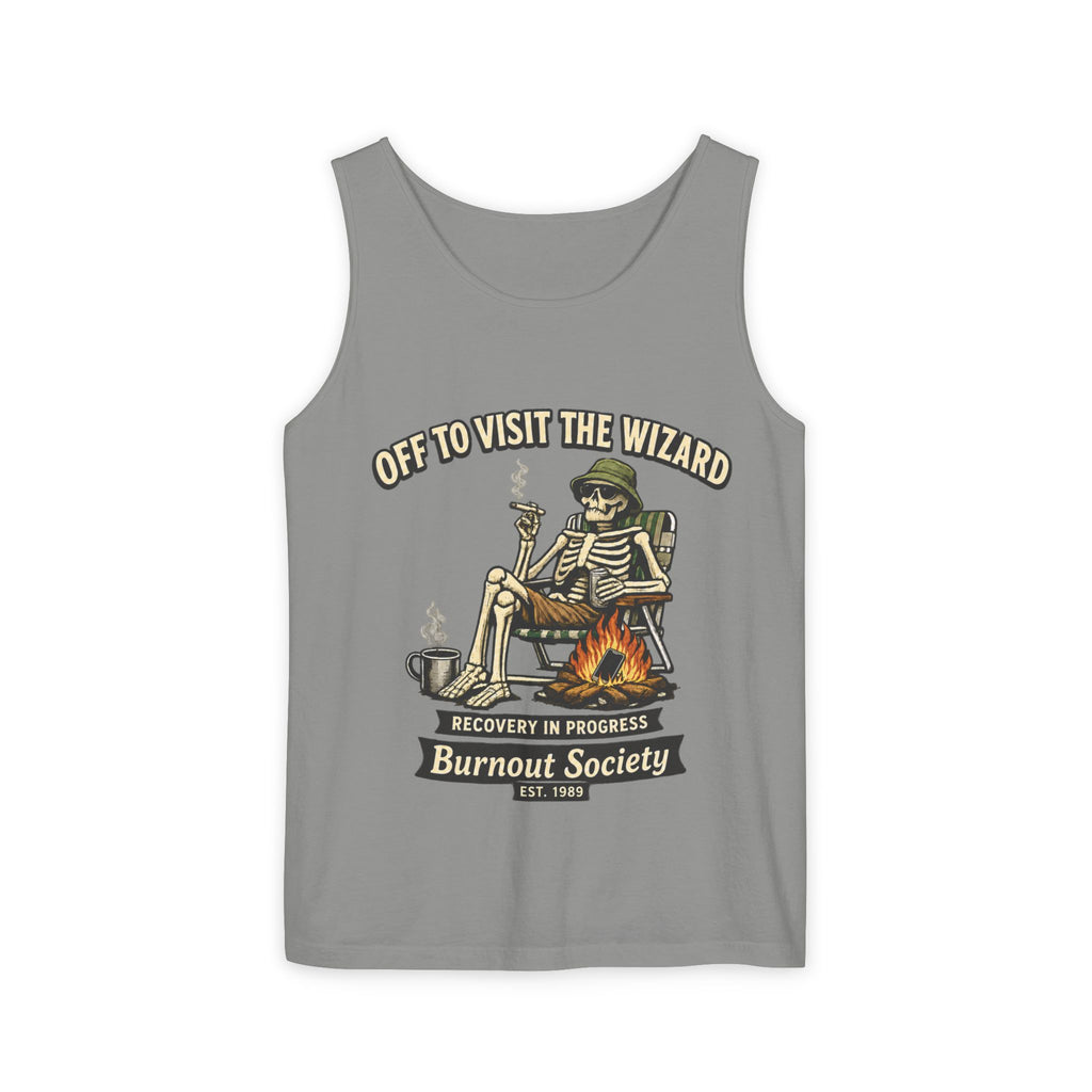 Recovery Tank Top — "Off to Visit the Wizard" Burnout Society Graphic