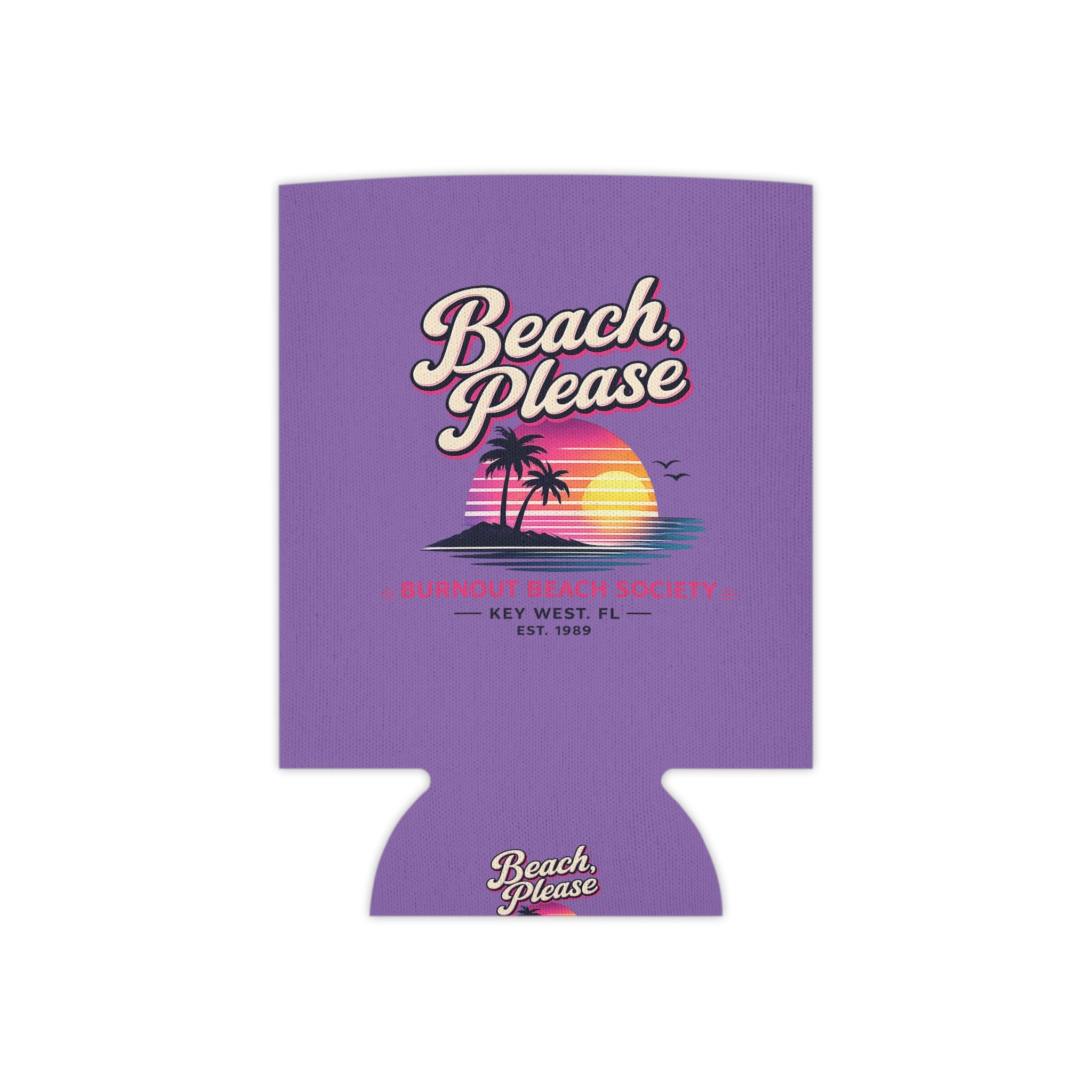 Beach Please Can Cooler | Retro Beach Koozie | Regular & Slim 12 oz Can Cooler | Funny Beach Gift | Pool Party Drink Sleeve