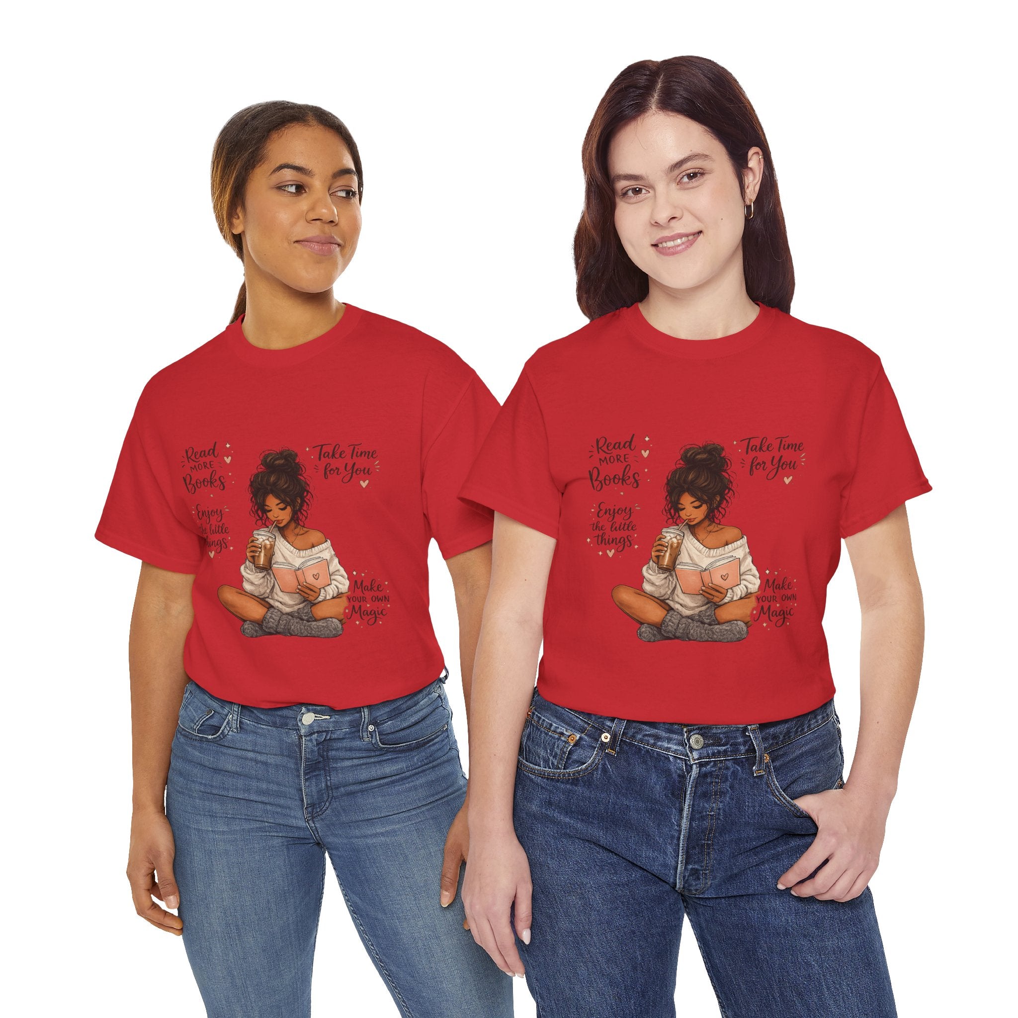 Cozy Reader Shirt | Book Lover Graphic Tee | Hand Drawn Coffee & Books Aesthetic T-Shirt