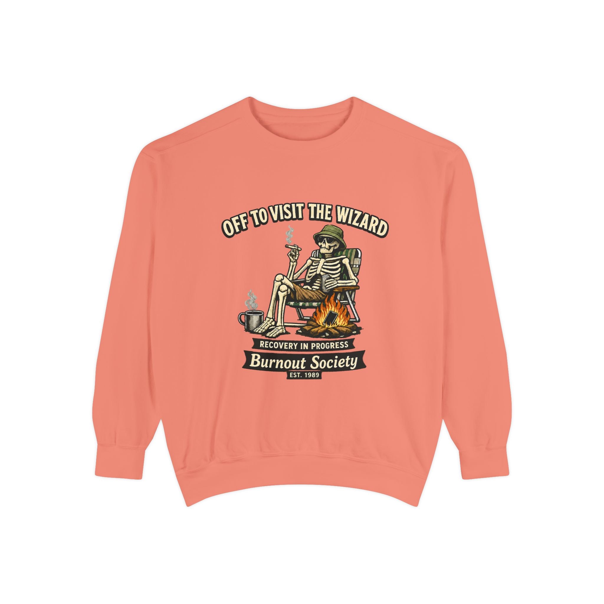 Off to Visit the Wizard Sweatshirt | Burnout Society Crewneck | Funny Skeleton Sweatshirt