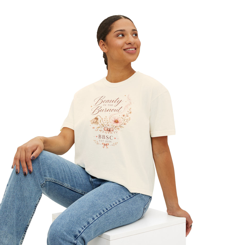 Beauty in the Burnout Women's Boxy Tee | Floral Graphic Shirt | BBSC Est. 2026