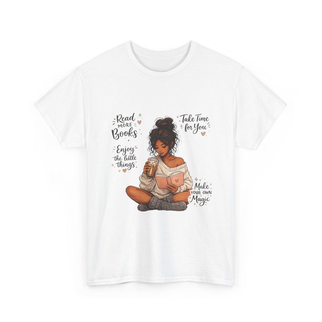 Cozy Reader Shirt | Book Lover Graphic Tee | Hand Drawn Coffee & Books Aesthetic T-Shirt